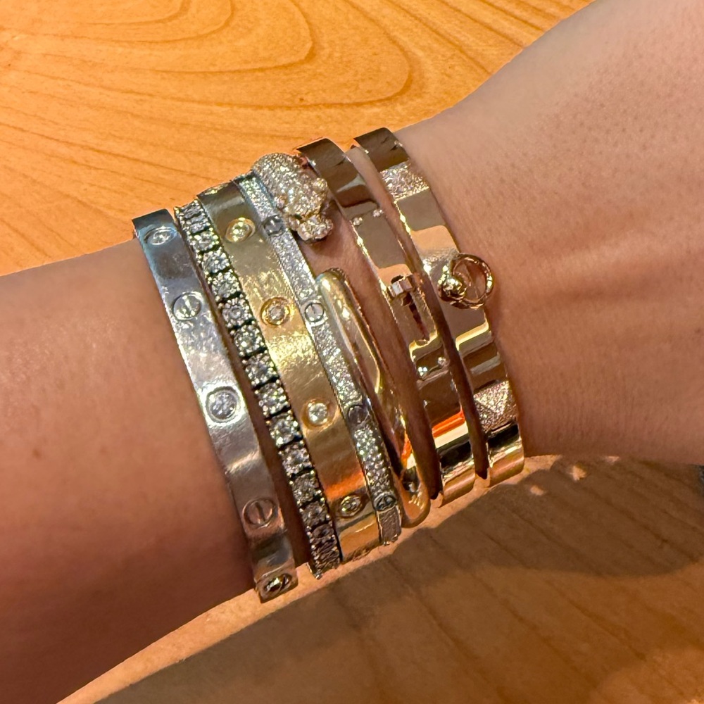 18K Rose Gold Diamond PM Collier De Chien Bracelet LG